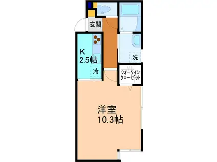 INTEGRAL堀川町(1K/2階)の間取り写真