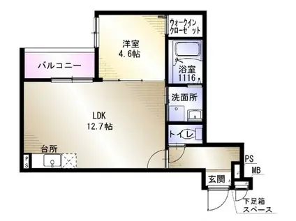 グランドシエル(1LDK/1階)の間取り写真