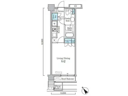 クインテット恵比寿(1K/7階)の間取り写真
