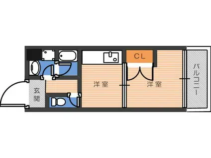 カシータミヤ(1DK/1階)の間取り写真