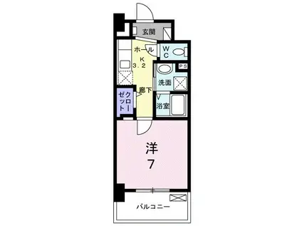 メルベージュ岸(1K/7階)の間取り写真