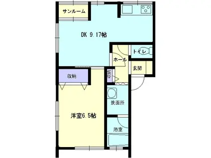 とまきハイツ(1DK/1階)の間取り写真