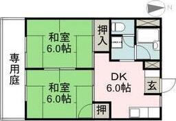 プレシードキマタ(2DK/1階)の間取り写真