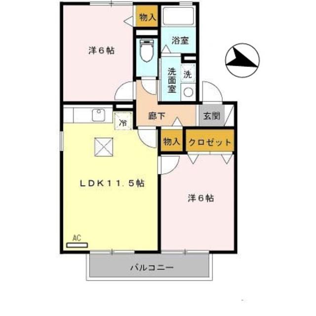 メゾン・モンテリベール I(2LDK/1階)の間取り写真