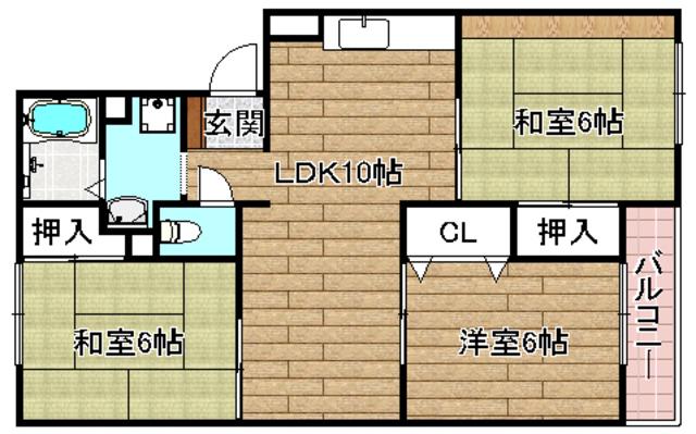 トリヴァンベール桜井(3LDK/1階)の間取り写真