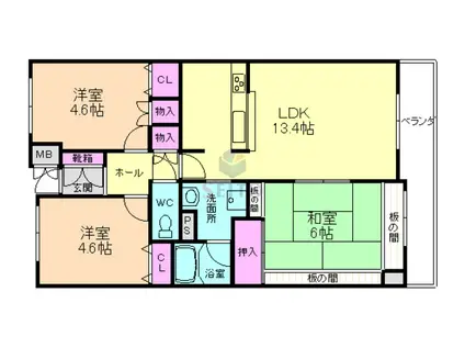 シティコート曽根東五番館(3LDK/11階)の間取り写真