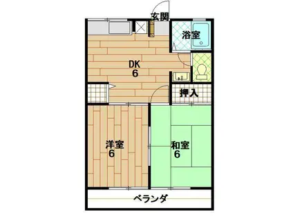 レトア元町(2DK/1階)の間取り写真