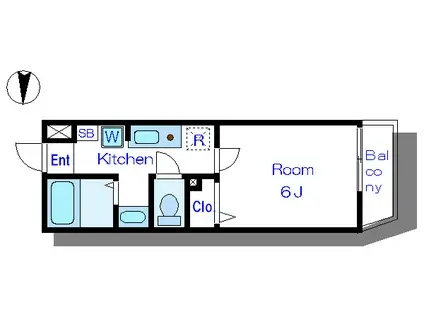 東京メトロ日比谷線 北千住駅 徒歩5分 3階建 築16年(1K/2階)の間取り写真
