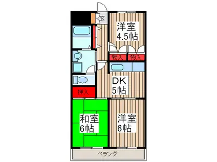 パールハイツ宮田(3DK/3階)の間取り写真