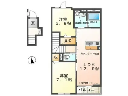 マ・グランVIII(2LDK/2階)の間取り写真