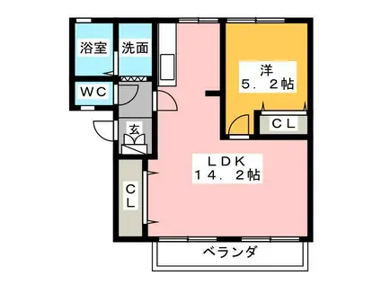 SUNSHINE葵(1LDK/1階)の間取り写真