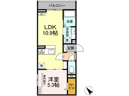 ドムスクレスト清新二丁目(1LDK/2階)の間取り写真