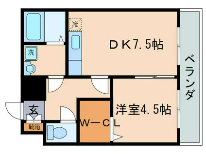 セジュールA&M(1DK/1階)の間取り写真