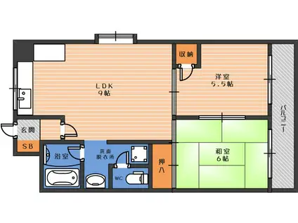 正光マンション(2LDK/6階)の間取り写真