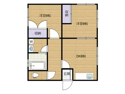 キャメルガーデン B棟(2DK/2階)の間取り写真