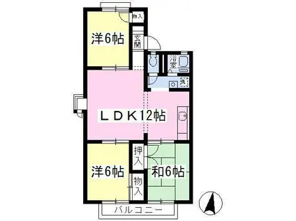 メゾンドスワン(3LDK/2階)の間取り写真