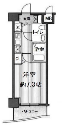 グランド・ガーラ西麻布(1K/6階)の間取り写真