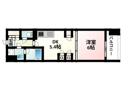 アパートメンツ江坂(1DK/9階)の間取り写真