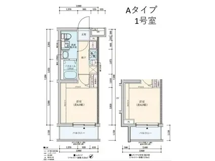 グランドロアール上新庄(1K/3階)の間取り写真