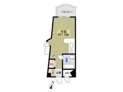 ミスティエイト(ワンルーム/3階)の間取り写真