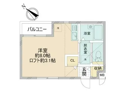 トライヒルズII(ワンルーム/2階)の間取り写真