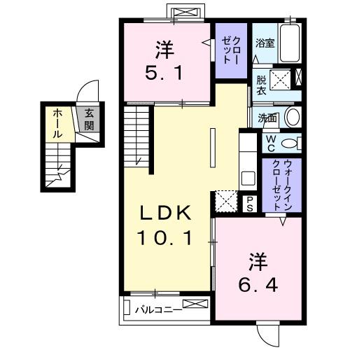 サニーウェル長嶺(2LDK/4階)の間取り写真