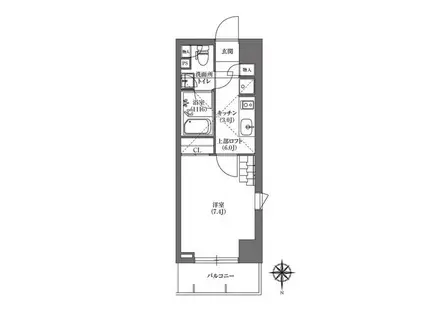 PRIME FORESHITA(1K/2階)の間取り写真