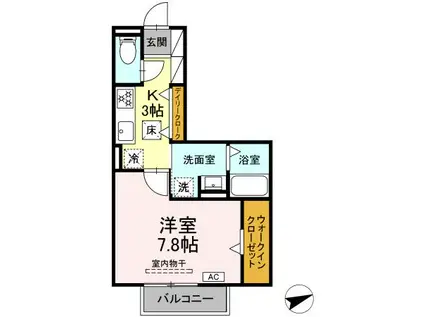 セレスティア黒野(1K/1階)の間取り写真