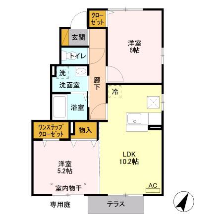 ゴールデンリバー(2LDK/1階)の間取り写真