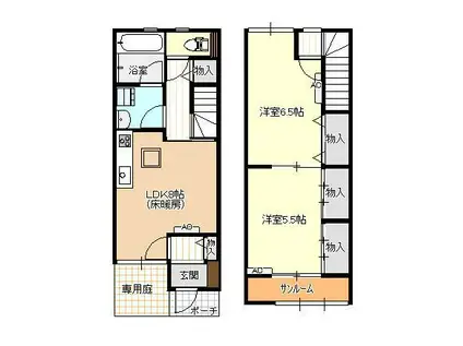 ファイン赤田A棟(2DK/1階)の間取り写真