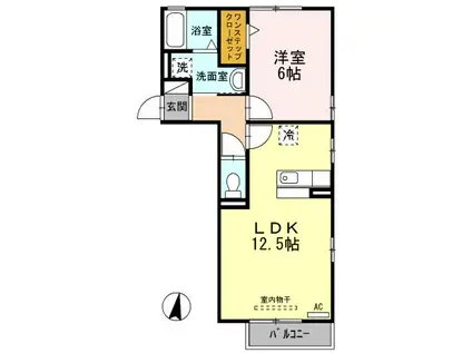 ソレイユII A(1LDK/2階)の間取り写真