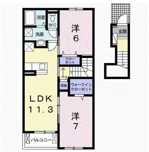 ヒラスズキII(2LDK/2階)の間取り写真