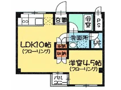 カサグラッシェル(1LDK/3階)の間取り写真