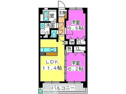 ヴィーブル(2LDK/3階)の間取り写真