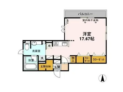 フェリーチェ(ワンルーム/2階)の間取り写真