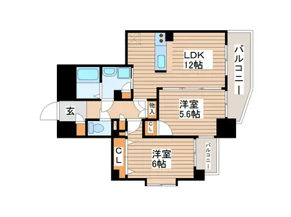 シエナ仙台III(2LDK/4階)の間取り写真