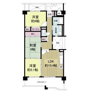KDXレジデンス夙川ヒルズ 3番館(3LDK/6階)の間取り写真