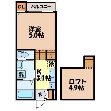 SIGNPOST弥生(1SK/1階)の間取り写真