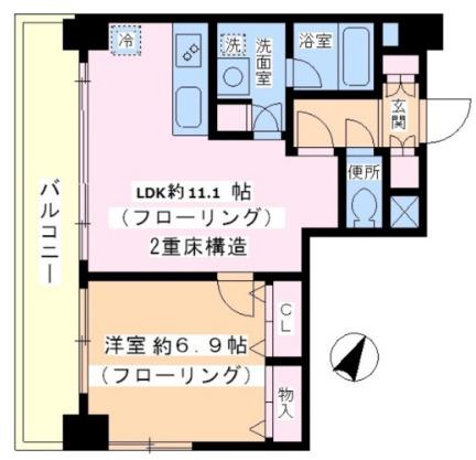 BLOSSOM TSUKUDA(1LDK/7階)の間取り写真
