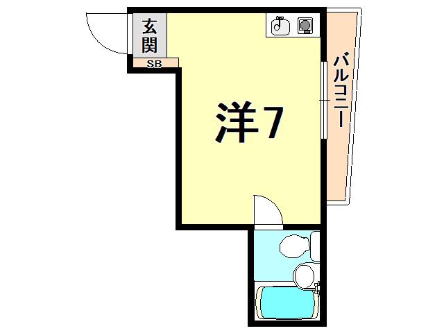 シャトー甲陽(ワンルーム/3階)の間取り写真