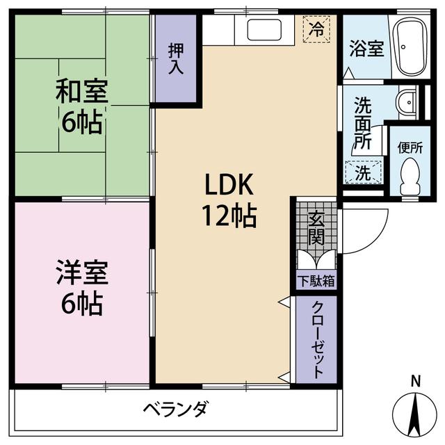 トランハイム(2LDK/1階)の間取り写真