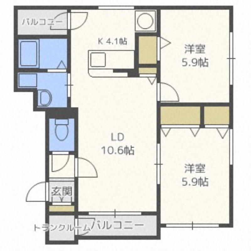 アヴァンセ旭ヶ丘(2LDK/2階)の間取り写真