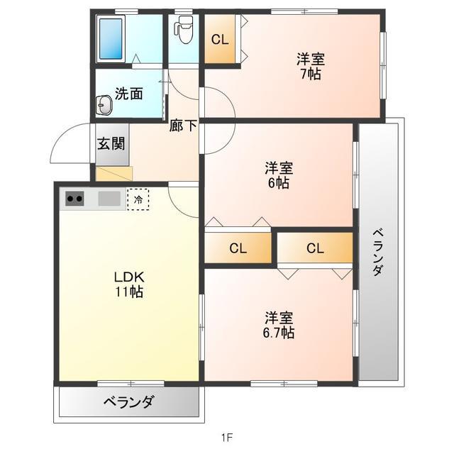 マモルハイツIII(3LDK/2階)の間取り写真