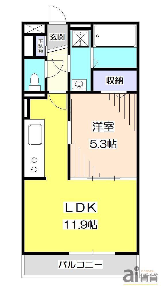 サンボナール北入曽(1LDK/1階)の間取り写真