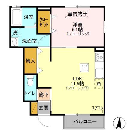 ハイツブエイ(1LDK/1階)の間取り写真