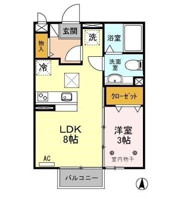 グリーンハイムA/B(1LDK/1階)の間取り写真
