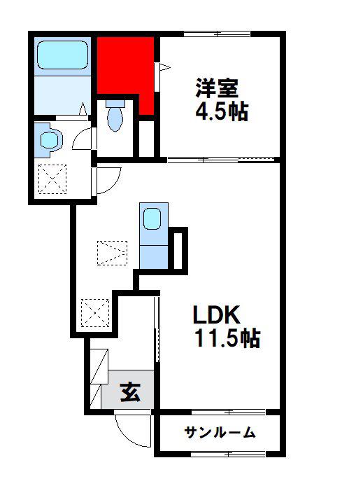 ファミーユかえで(1LDK/1階)の間取り写真