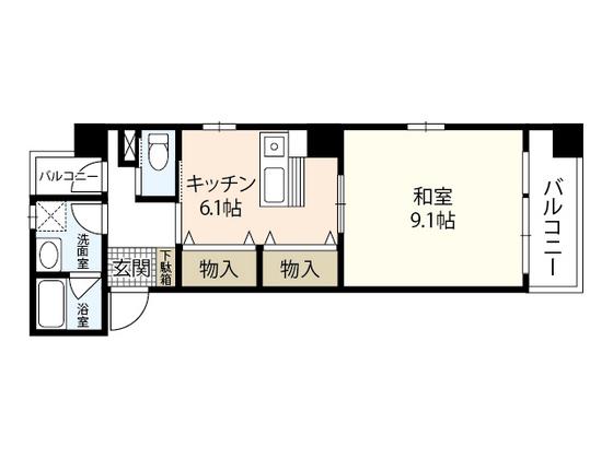 ライサ小町(1DK/6階)の間取り写真