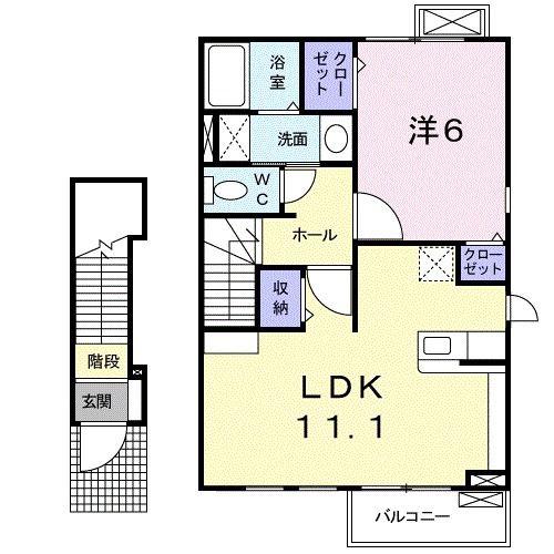 グランツ ハイラント(1LDK/2階)の間取り写真