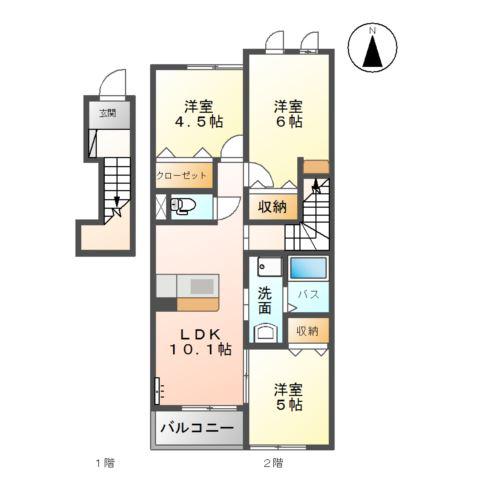 エヌリード(3LDK/2階)の間取り写真